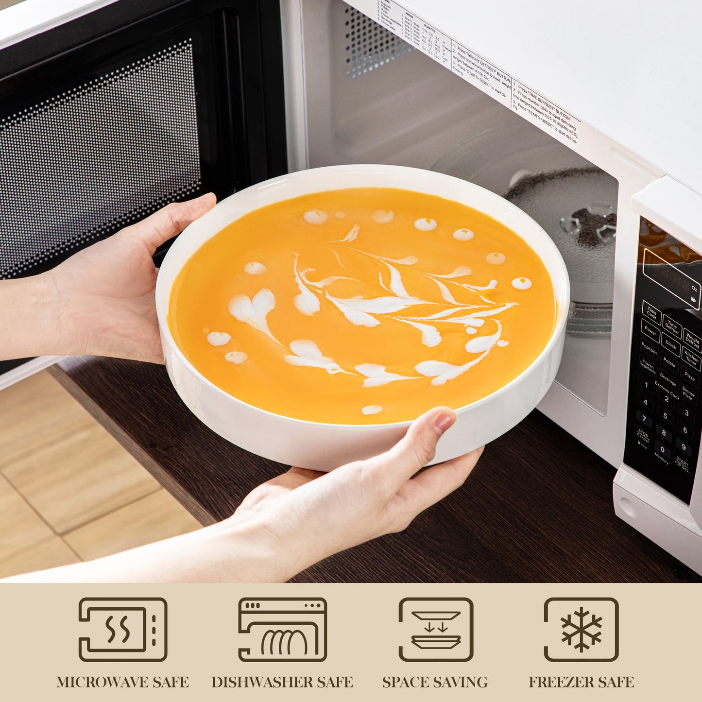 Sady jídelních talířů MALACASA 12/16/18/24 kusů s černým okrajem, poloviční stojící hrana, 4/6 kusů, talíř/dezert/polévka/miska