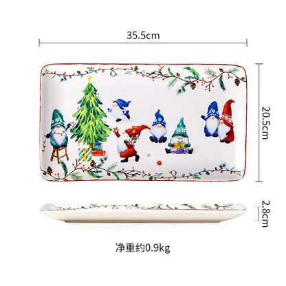 Keramické sady nádobí řady Goblin, velké talíře, obdélníkový tác, vánoční nádobí, steakové dezertní talíře, misky, hrnky, šálky 