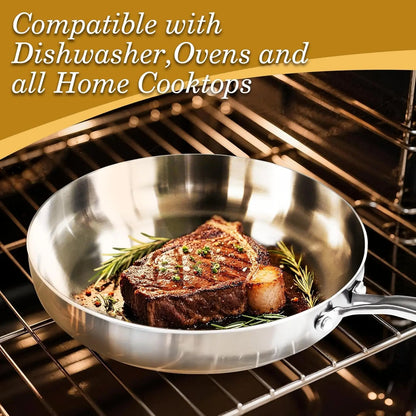 Pánev z nerezové oceli 304, nepřilnavá pánev, smažený steak, nepotažený kuchyňský hrnec pro plynový sporák a indukční vařič 