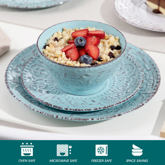 vancasso 16/32/48 Ceremic Plates Jídelní sada Kameninové nádobí s jídelním talířem, dezertním talířem, miskou, hrnkem pro 12 osob 