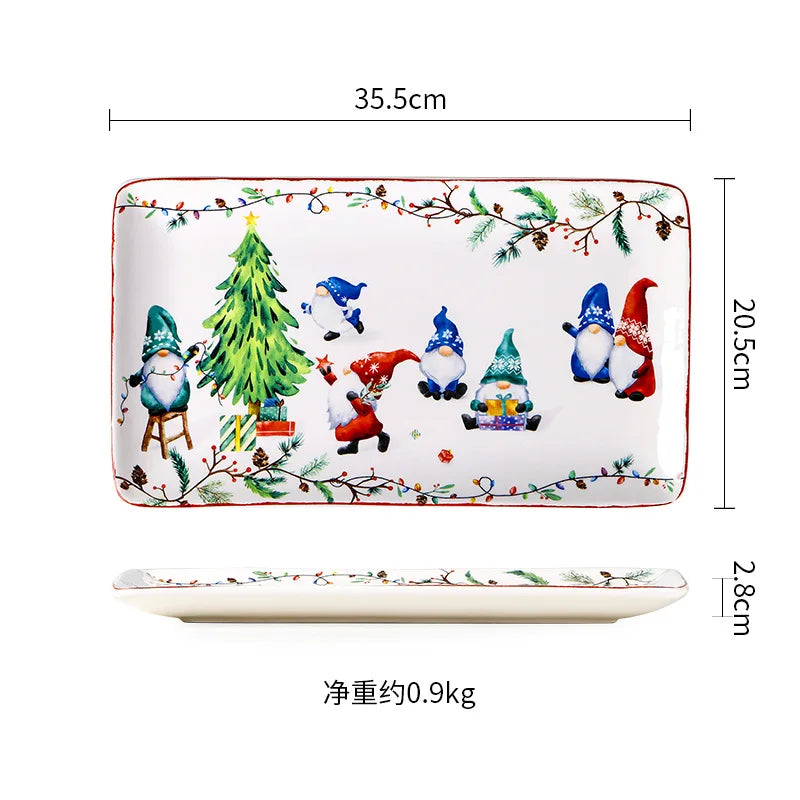 Keramické sady nádobí řady Goblin, velké talíře, obdélníkový tác, vánoční nádobí, steakové dezertní talíře, misky, hrnky, šálky 