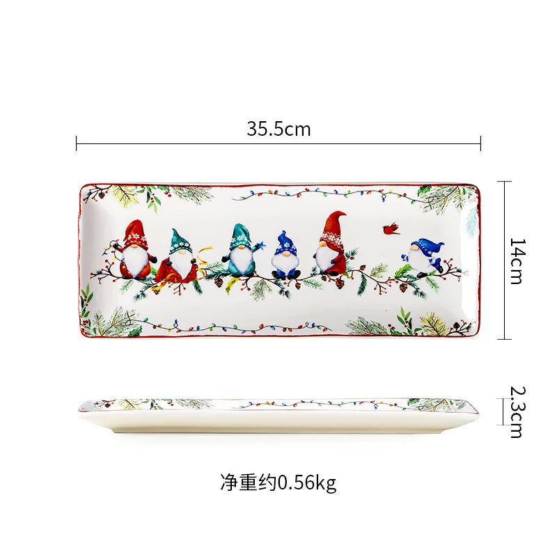 Keramické sady nádobí řady Goblin, velké talíře, obdélníkový tác, vánoční nádobí, steakové dezertní talíře, misky, hrnky, šálky 