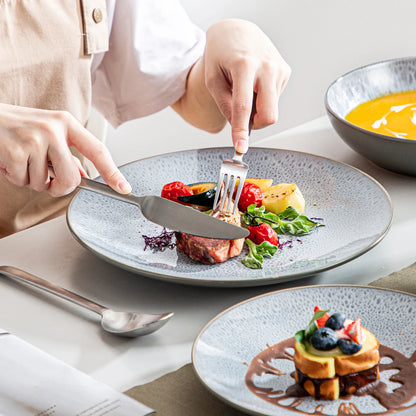 Sada nádobí z reliéfní kameniny Vancasso, 16/32 dílů, se 4 talíři na večeři/dezert/miskami na polévku/hrnky pro 4/8/12 osob 