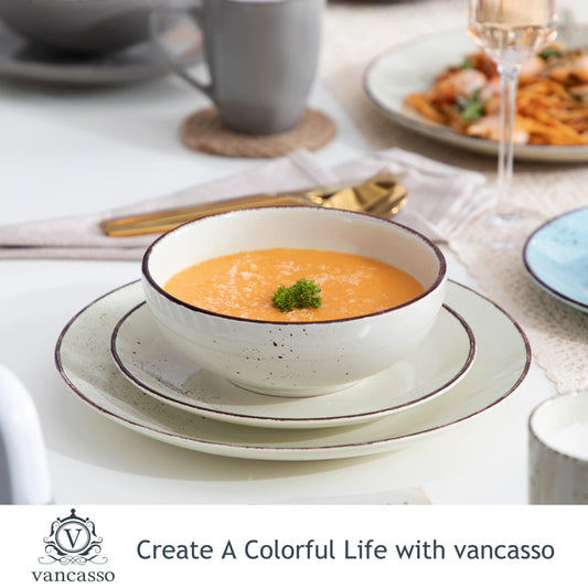 Sada keramického nádobí Vancasso Navia-LH, 16/32/48 dílů, s talířem na jídlo, dezertním talířem, miskou o objemu 800 ml a hrnkem 