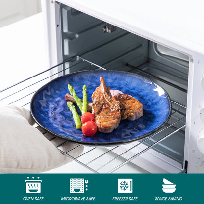 Jídelní sada VANCASSO 16/32/48 dílů v hvězdicově modré barvě, sada nádobí s glazurou Kiln Change Glaze s talířem, dezertním talířem, miskou a hrnkem 